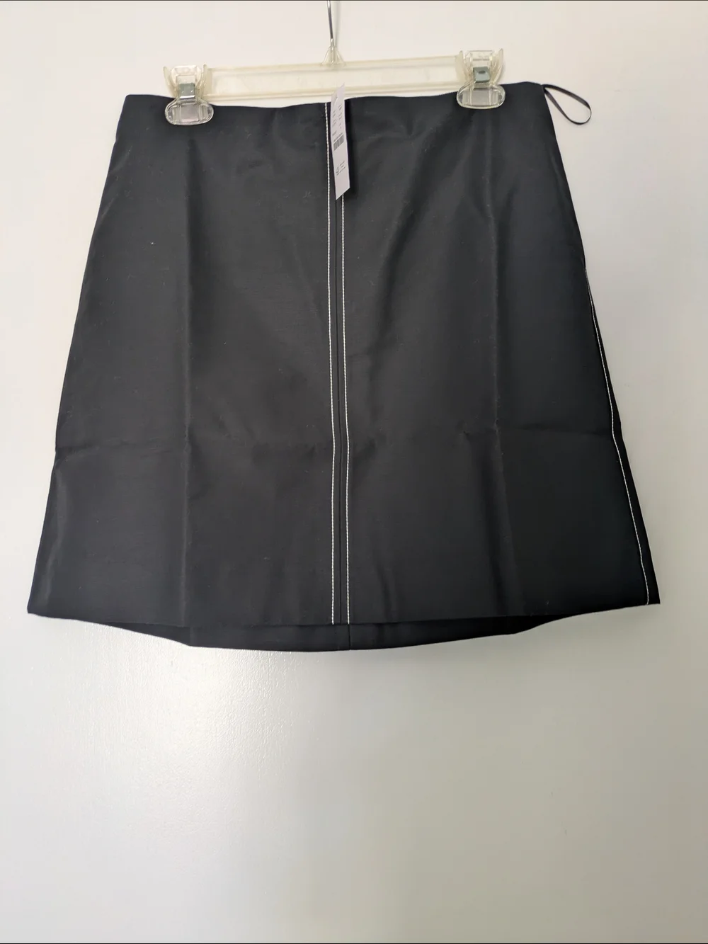 J. Crew Black Fairfax Mini Skirt with White Contrast Stitching sz 4